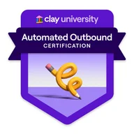 Clay Outbound Automation Certification badge
